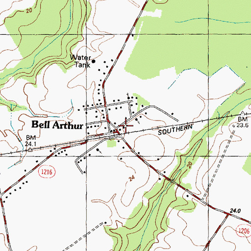 Topographic Map of Bellarthur Post Office, NC