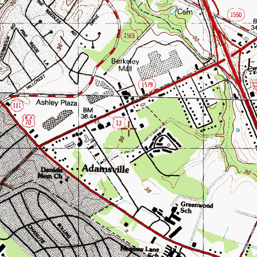 Topographic Map of Berkeley Post Office, NC