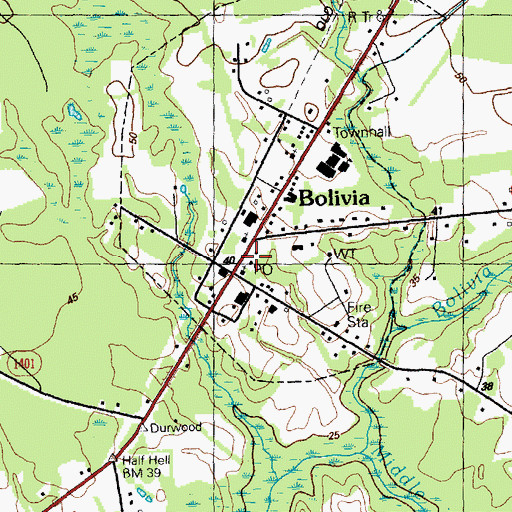 Topographic Map of Bolivia Post Office, NC