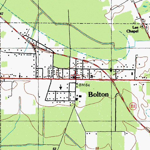 Topographic Map of Bolton Post Office, NC