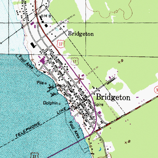 Topographic Map of Bridgeton Post Office, NC