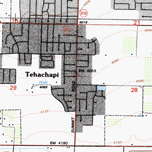 Topographic Map of Tompkins Elementary School, CA