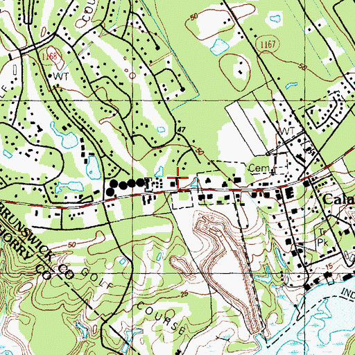 Topographic Map of Calabash Post Office, NC
