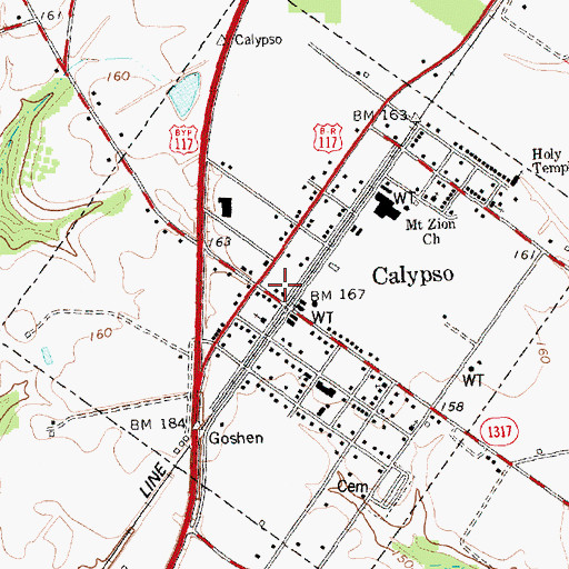Topographic Map of Calypso Post Office, NC