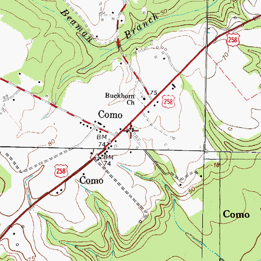 Topographic Map of Como Post Office, NC
