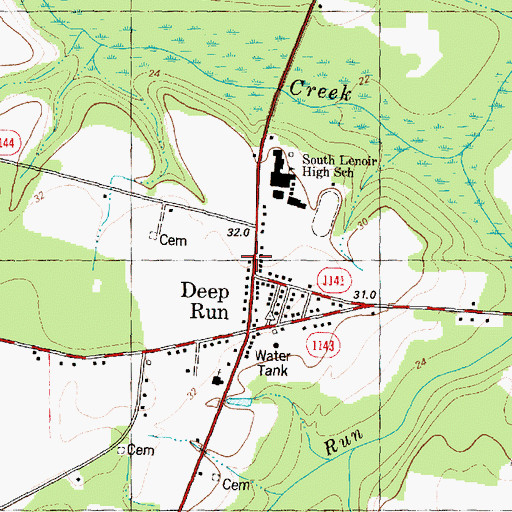 Topographic Map of Deep Run Post Office, NC