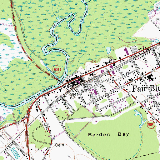 Topographic Map of Fair Bluff Post Office, NC
