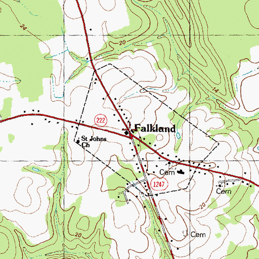 Topographic Map of Falkland Post Office, NC