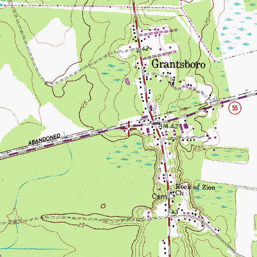 Topographic Map of Grantsboro Post Office, NC