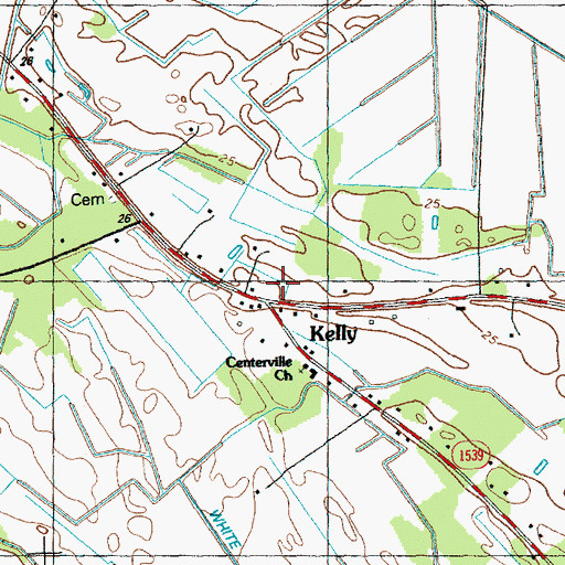 Topographic Map of Kelly Post Office, NC