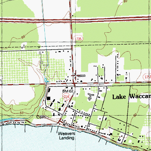 Topographic Map of Lake Waccamaw Post Office, NC