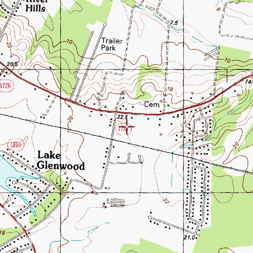 Topographic Map of Alvah Hardy Jr Mobile Home Park, NC