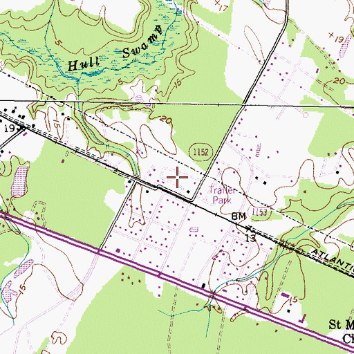 Topographic Map of Atlantic Mobile Home Park, NC