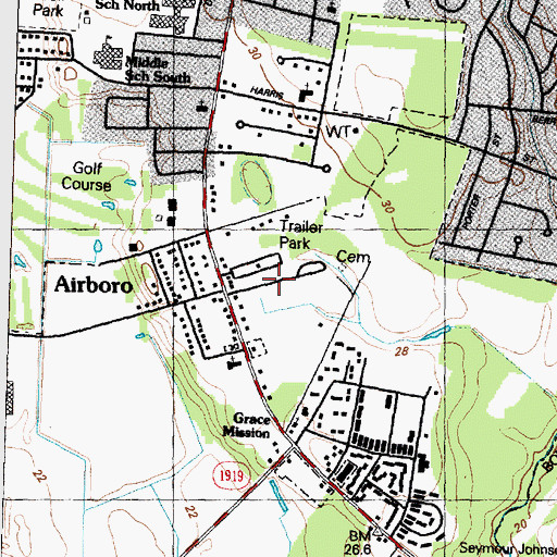 Topographic Map of Caseys Trailer Lodge, NC