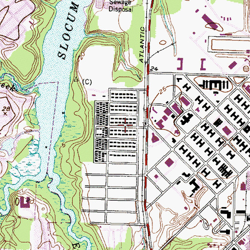 Topographic Map of Cherry Point Marine Base Mobile Home Park, NC