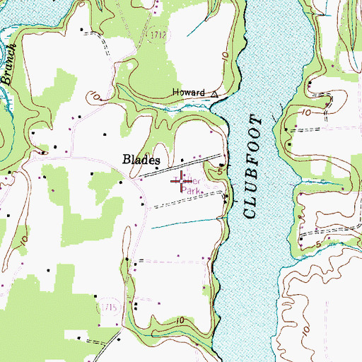 Topographic Map of Club Creek Mobile Home Park, NC