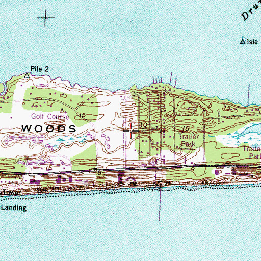 Topographic Map of Coastal Mobile Estates, NC