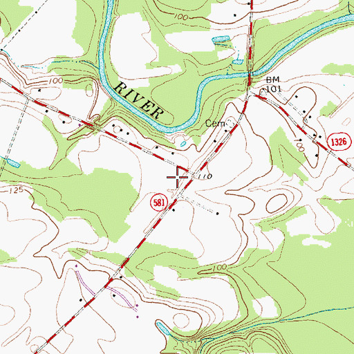 Topographic Map of Da-lin Mobile Home Park, NC