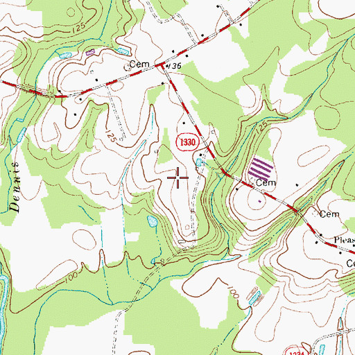 Topographic Map of Dees Mobile Home Park, NC