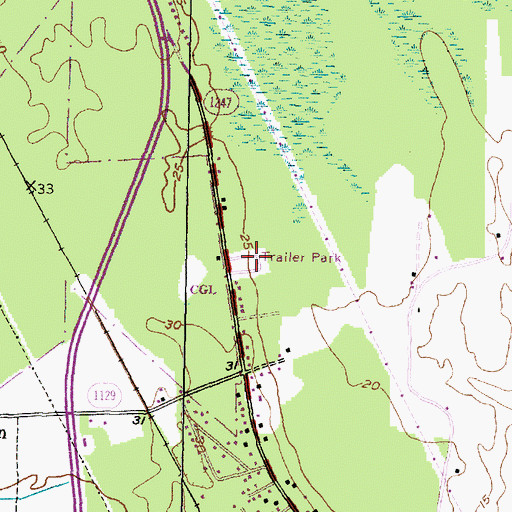 Topographic Map of Docs Mobile Home Park, NC