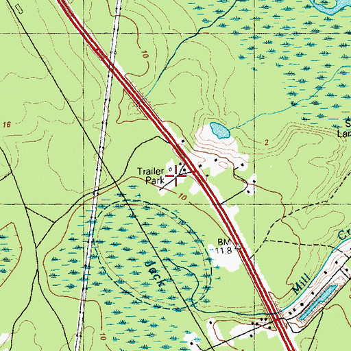 Topographic Map of E and H Mobile Home Park, NC