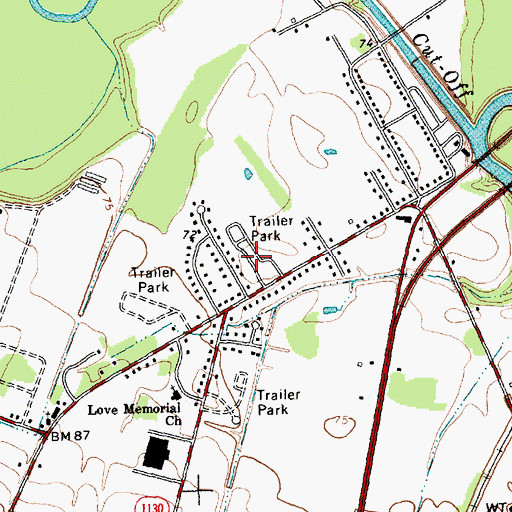 Topographic Map of Edwards Mobile Home Park, NC