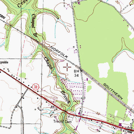Topographic Map of Elks Mobile Home Park, NC