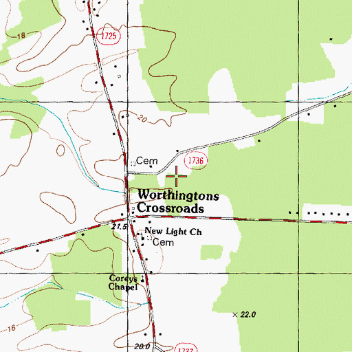 Topographic Map of Evans Mobile Home Park, NC