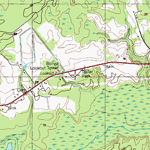 Topographic Map of Fawnbrook Circle Mobile Home, NC