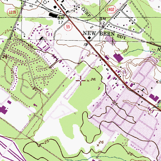 Topographic Map of Fox Chase Village Mobile Home Park, NC