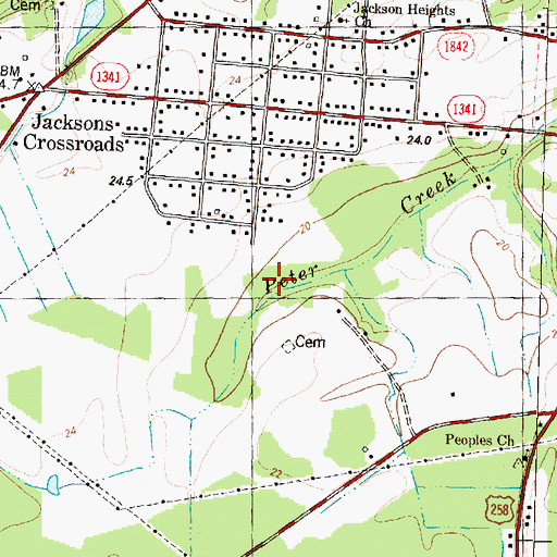 Topographic Map of Jackson Heights Mobile Home Park, NC