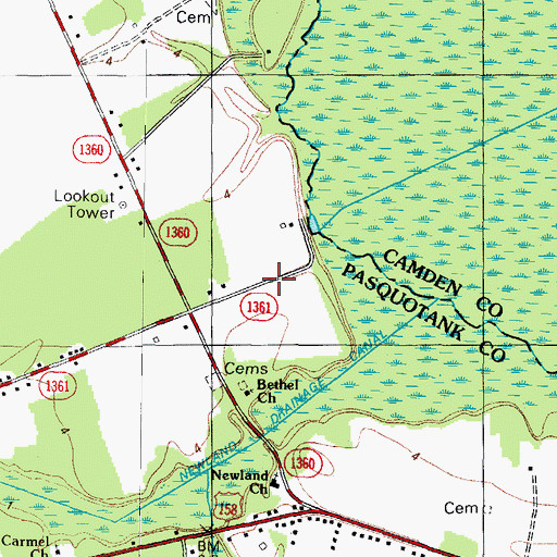 Topographic Map of Lebanon Mobile Home Park, NC