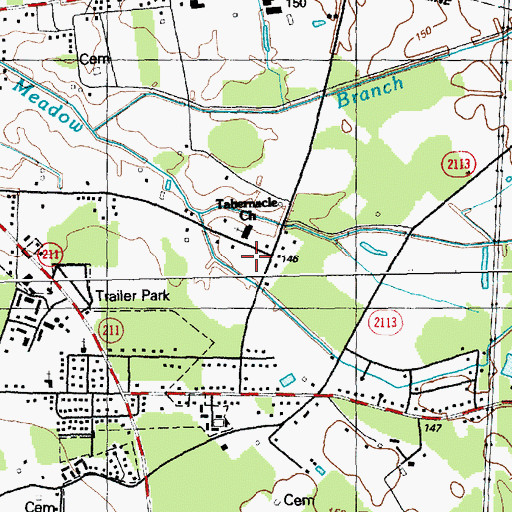 Topographic Map of Lone Oak Mobile Home Park, NC