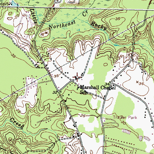 Topographic Map of Marshall Chapel Baptist Church, NC