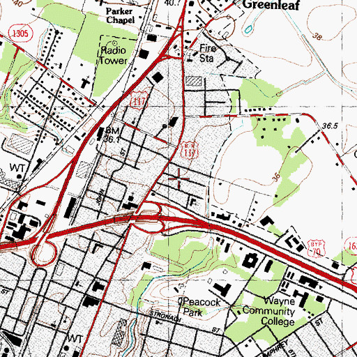 Topographic Map of Mission of Love Church, NC