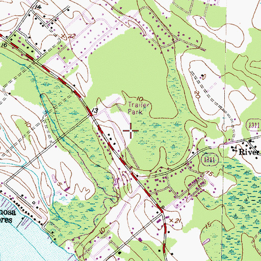 Topographic Map of Mimosa Manor Mobile Home Park, NC
