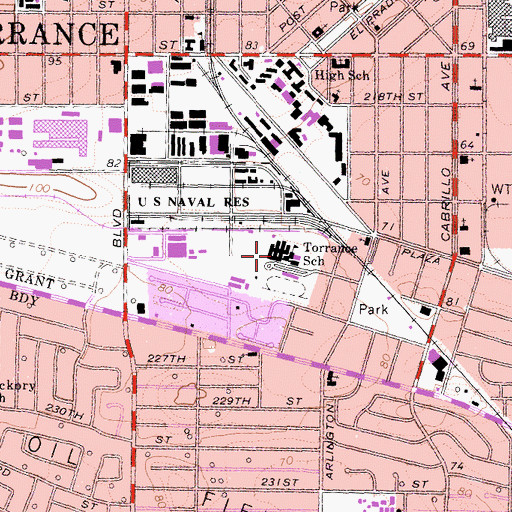 Topographic Map of Torrance Elementary School, CA