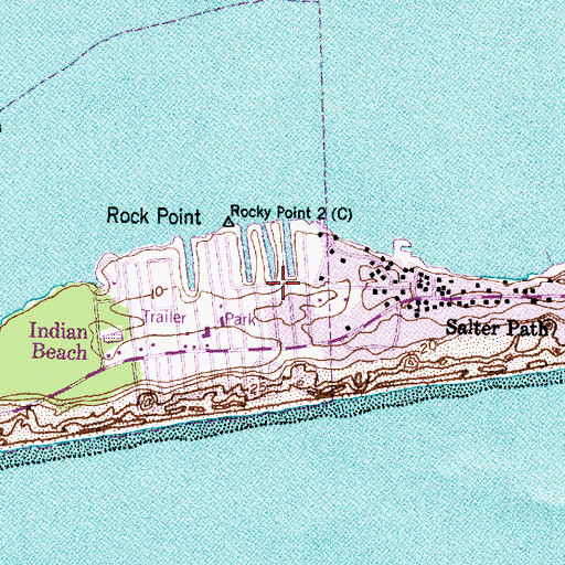 Topographic Map of Paradise Bay Mobile Home Park, NC