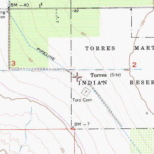 Topographic Map of Torres, CA
