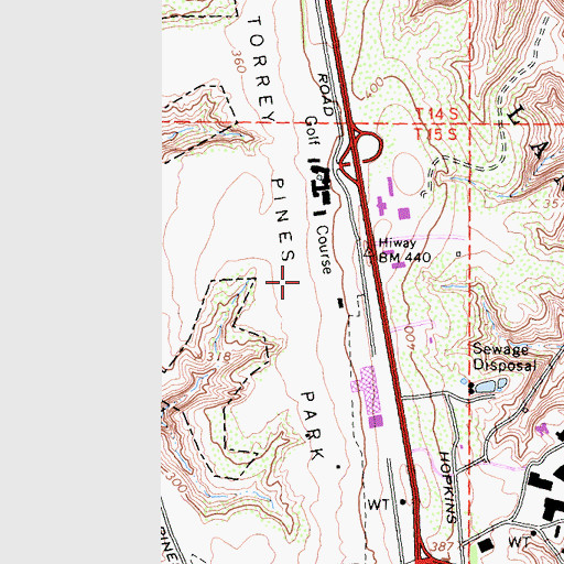 Topographic Map of Torrey Pines Park, CA