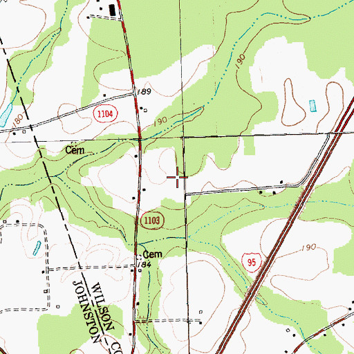 Topographic Map of Ramblewood Mobile Home Park, NC