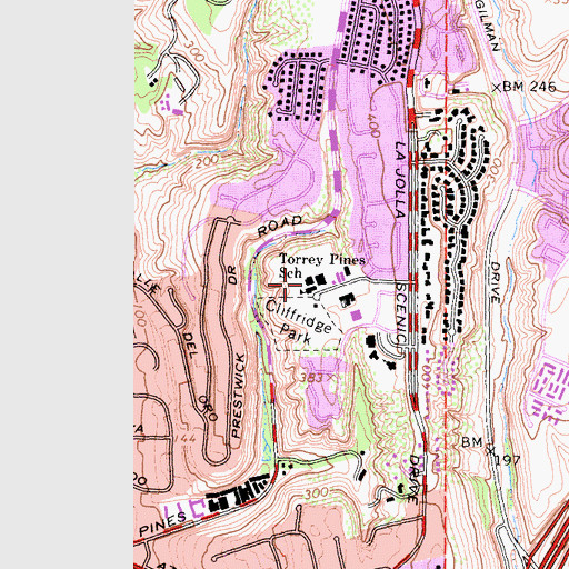 Topographic Map of Torrey Pines Elementary School, CA
