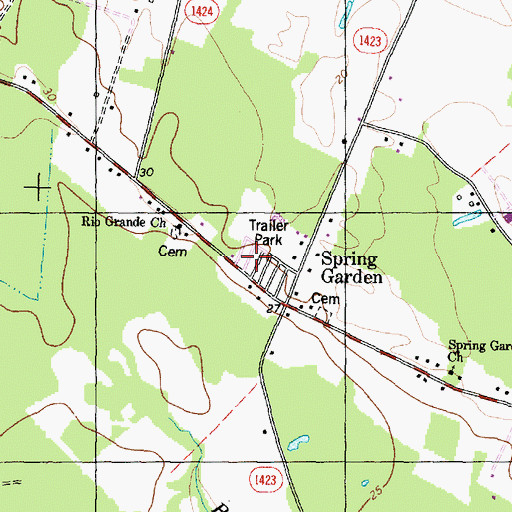 Topographic Map of Red Wood Terrace Mobile Home Park, NC