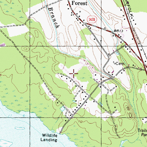 Topographic Map of Sandy Ridge Mobile Home Park, NC
