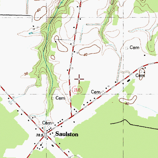 Topographic Map of Saulberry Subdivision Mobile Home Park, NC