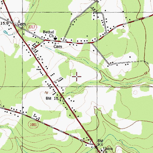 Topographic Map of Fox Creek Mobile Home Park, NC
