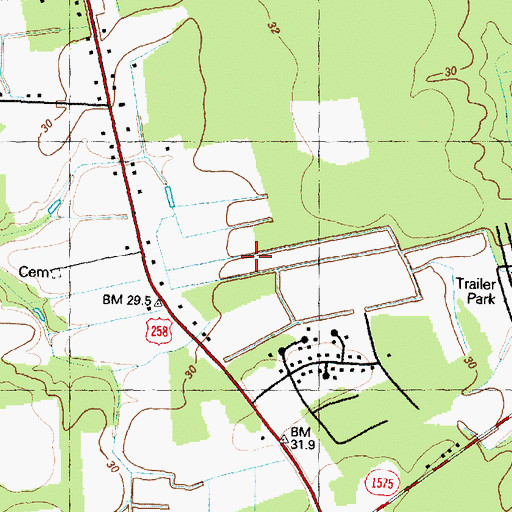 Topographic Map of Foxtail Mobile Home Park, NC