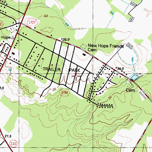 Topographic Map of Hickory Hills Mobile Home Park, NC