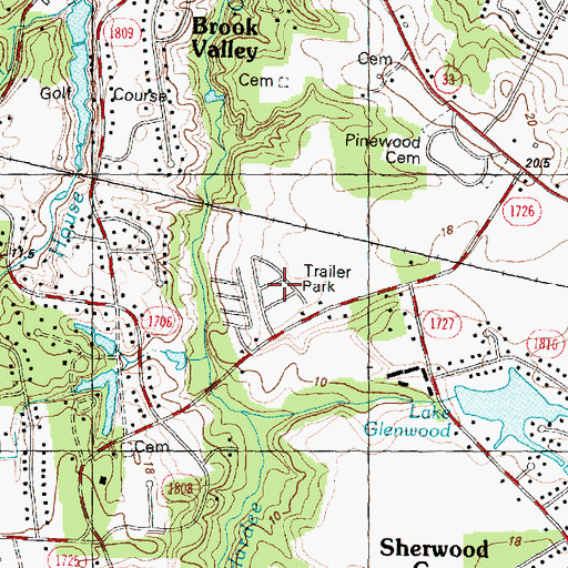 Topographic Map of Highland Mobile Home Park, NC
