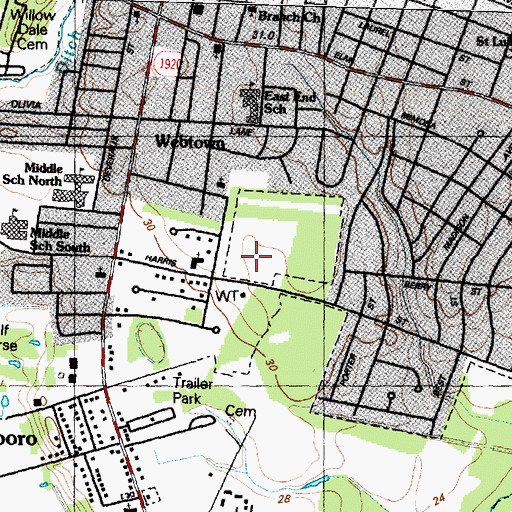 Topographic Map of Saint Andrews Episcopal Church, NC